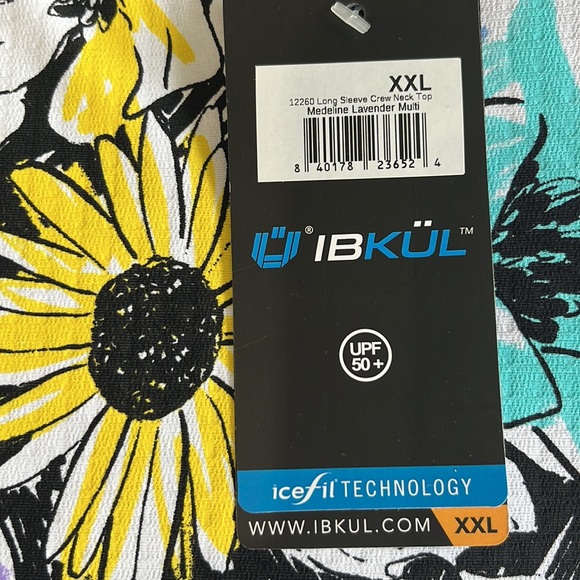 Ibkul Long Sleeve Golf Crew Neck Top Medaline Print Lavander - Picture 10 of 10